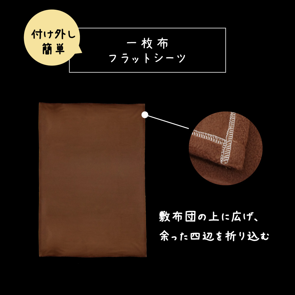 fre-shiyou-fla2 フラットシーツは一枚布で布団に広げて余った部分を折り込む